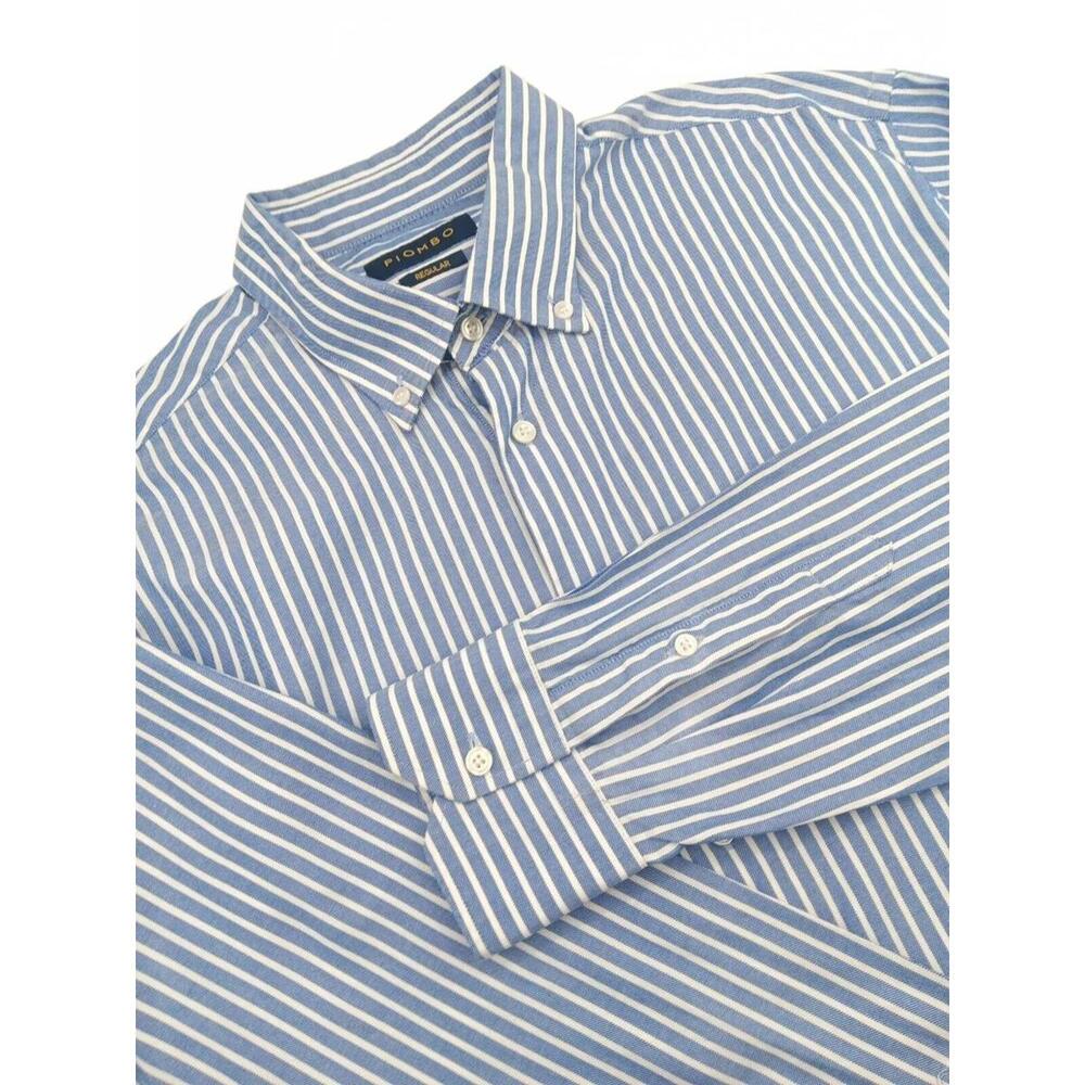 🇮🇹 Piombo Oxford Cotton 4 XL Button Down Blue Stripe NWT SEALED